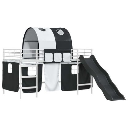 vidaXL Kinder-Etagenbett Weiß und Schwarz 99,5 x 200 cm Metall