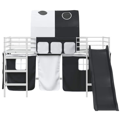 vidaXL Kinder-Etagenbett Weiß und Schwarz 99,5 x 200 cm Metall