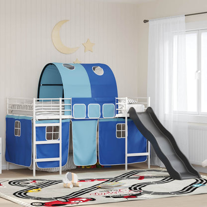 vidaXL Kinder-Etagenbett Weiß und Blau 79,5 x 200 cm Metall