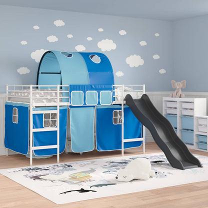 vidaXL Kinder-Etagenbett Weiß und Blau 79,5 x 200 cm Metall