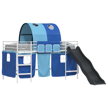 vidaXL Kinder-Etagenbett Weiß und Blau 79,5 x 200 cm Metall