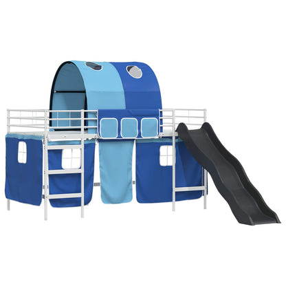 vidaXL Kinder-Etagenbett Weiß und Blau 79,5 x 200 cm Metall