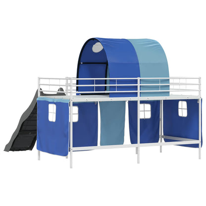 vidaXL Kinder-Etagenbett Weiß und Blau 79,5 x 200 cm Metall