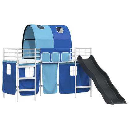 vidaXL Kinder-Etagenbett Weiß und Blau 90 x 190 cm Metall