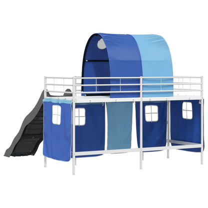 vidaXL Kinder-Etagenbett Weiß und Blau 90 x 190 cm Metall