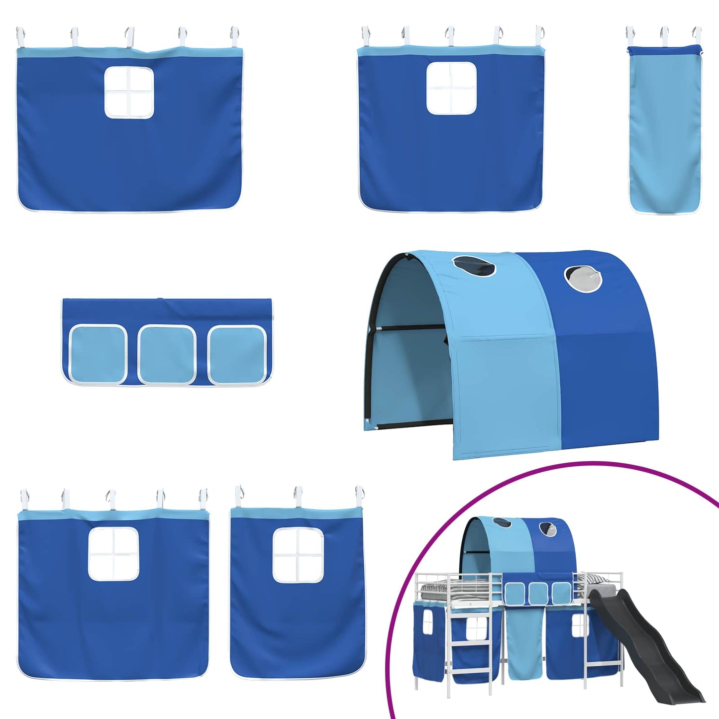 vidaXL Kinder-Etagenbett Weiß und Blau 90 x 190 cm Metall