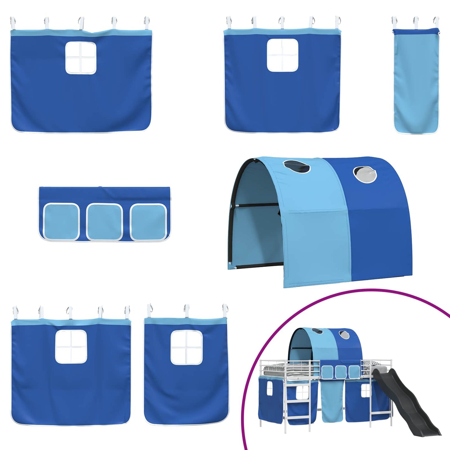 Kinder-Etagenbett Weiß und Blau 90 x 200 cm Metall