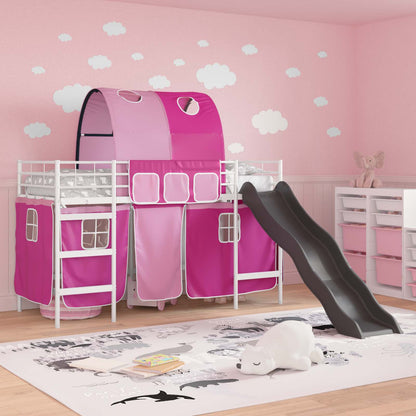 vidaXL Kinder-Etagenbett Weiß und Rosa 74,5 x 190 cm Metall