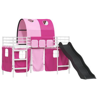 vidaXL Kinder-Etagenbett Weiß und Rosa 74,5 x 190 cm Metall