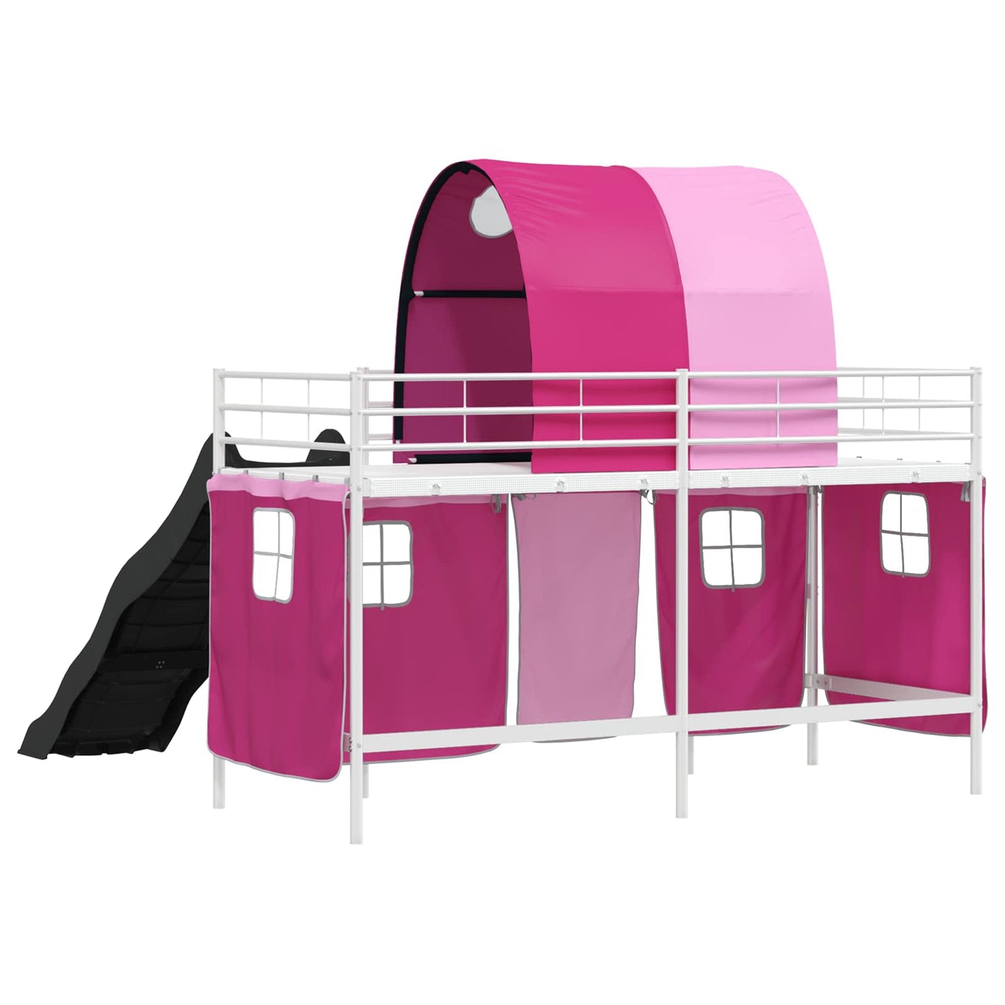 vidaXL Kinder-Etagenbett Weiß und Rosa 74,5 x 190 cm Metall