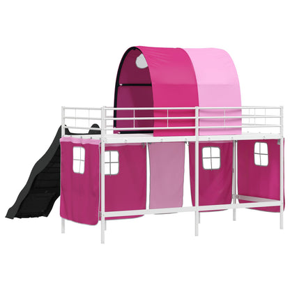 vidaXL Kinder-Etagenbett Weiß und Rosa 74,5 x 190 cm Metall