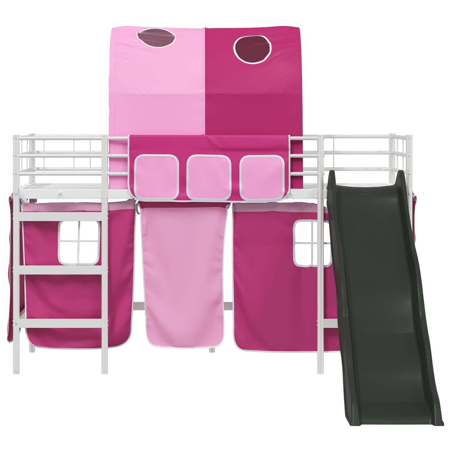 vidaXL Kinder-Etagenbett Weiß und Rosa 74,5 x 190 cm Metall