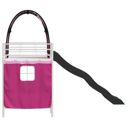 vidaXL Kinder-Etagenbett Weiß und Rosa 74,5 x 190 cm Metall