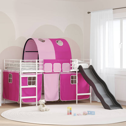 vidaXL Kinder-Etagenbett Weiß und Rosa 79,5 x 200 cm Metall
