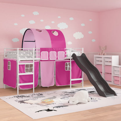 vidaXL Kinder-Etagenbett Weiß und Rosa 79,5 x 200 cm Metall