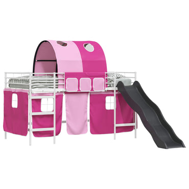 vidaXL Kinder-Etagenbett Weiß und Rosa 79,5 x 200 cm Metall