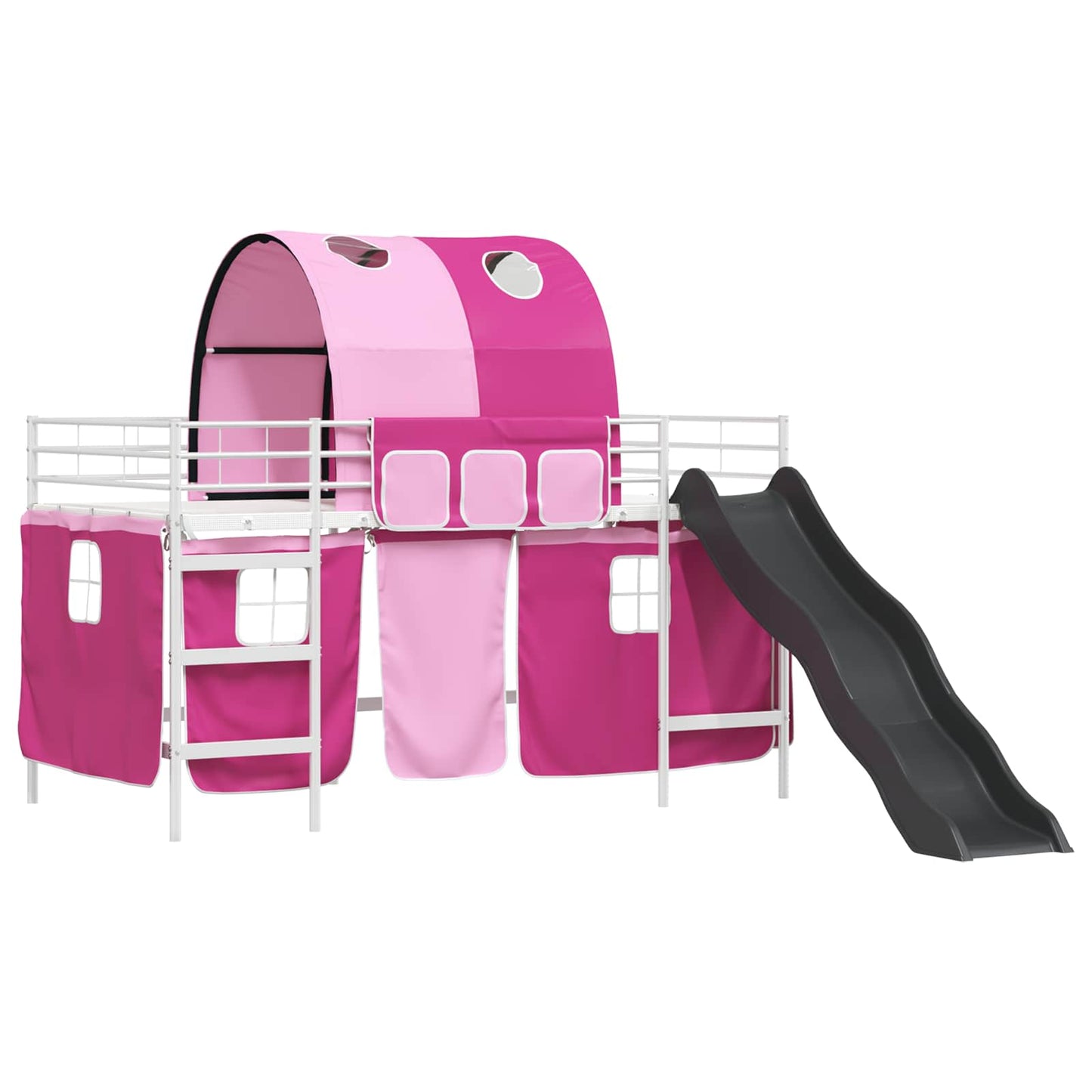 vidaXL Kinder-Etagenbett Weiß und Rosa 79,5 x 200 cm Metall