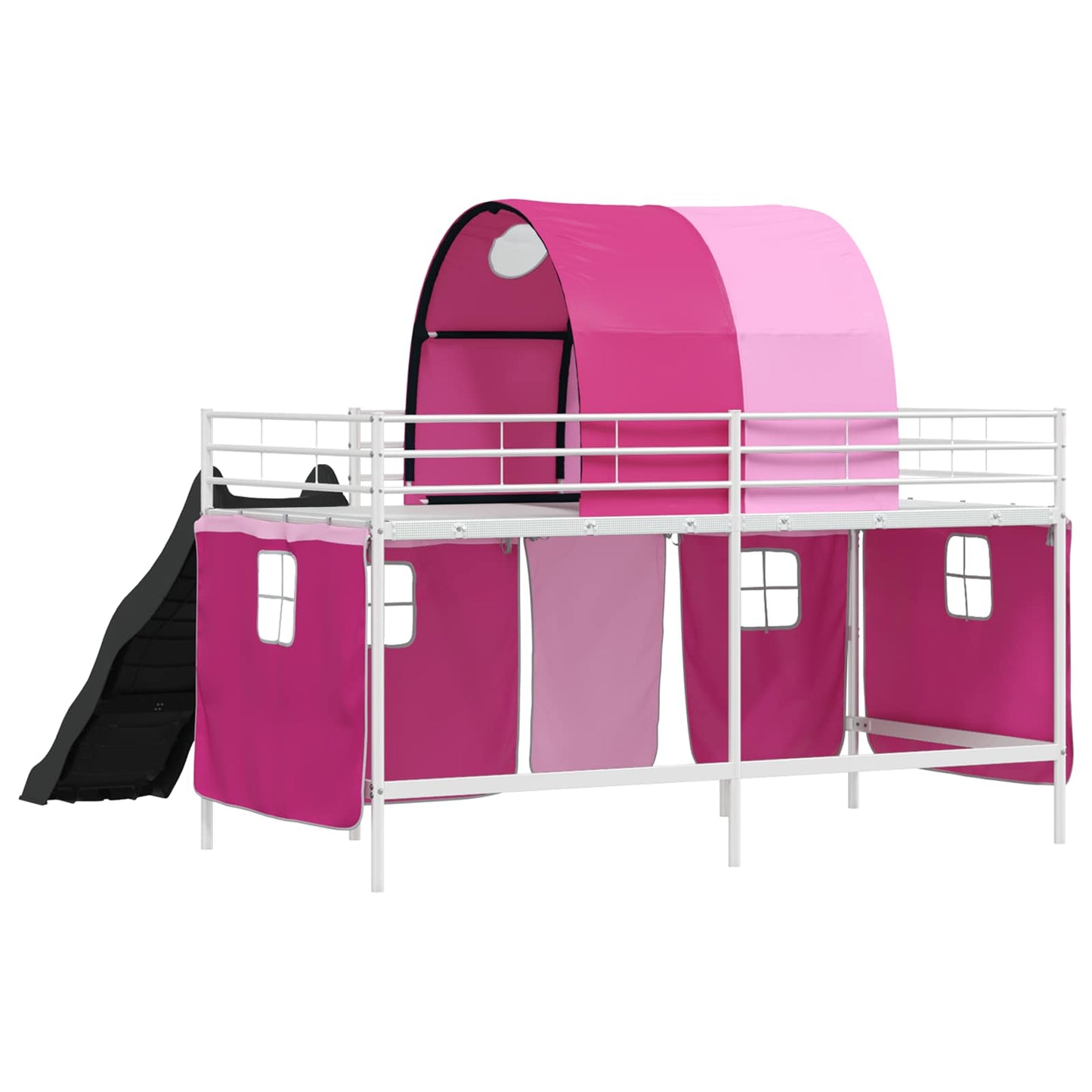 vidaXL Kinder-Etagenbett Weiß und Rosa 79,5 x 200 cm Metall