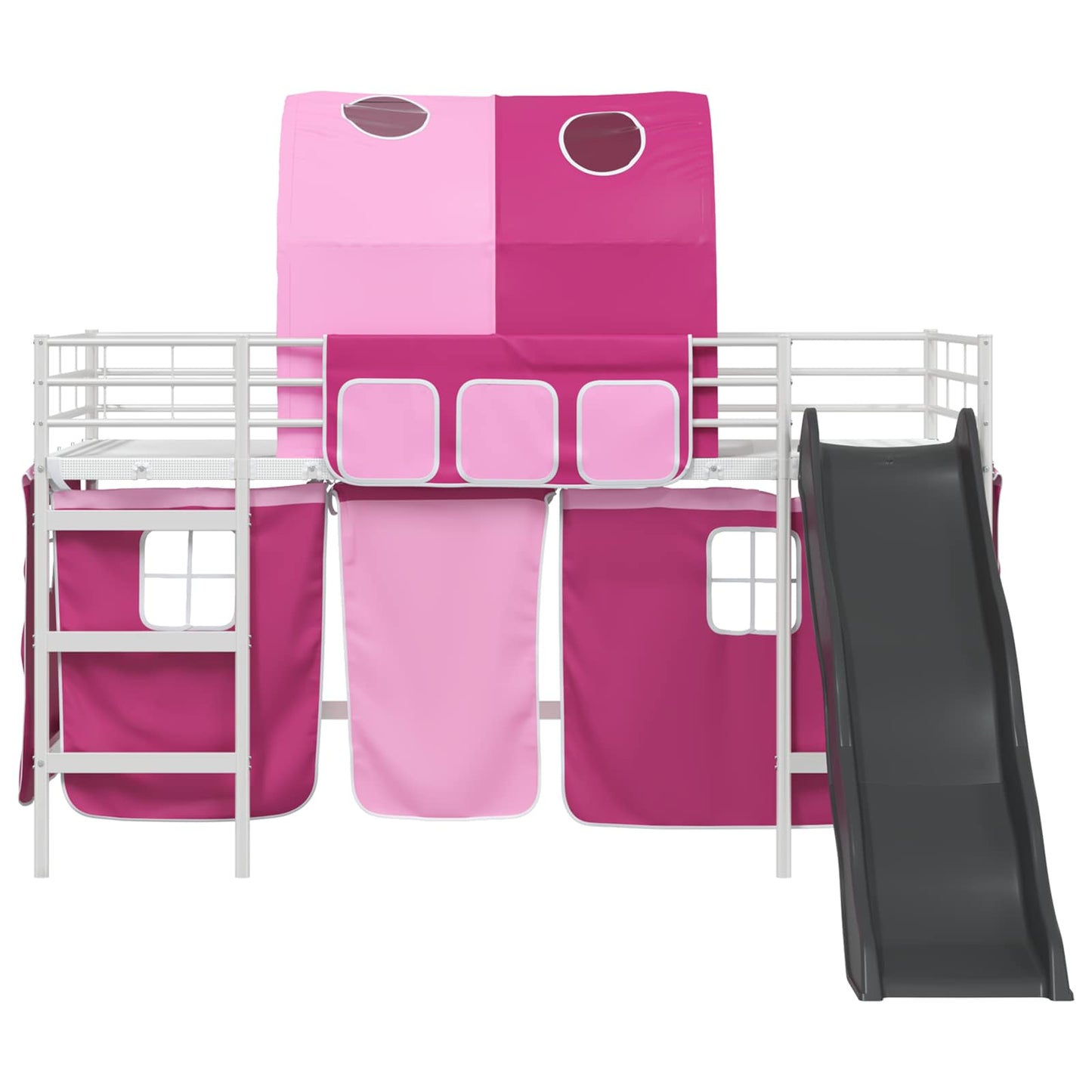 vidaXL Kinder-Etagenbett Weiß und Rosa 79,5 x 200 cm Metall