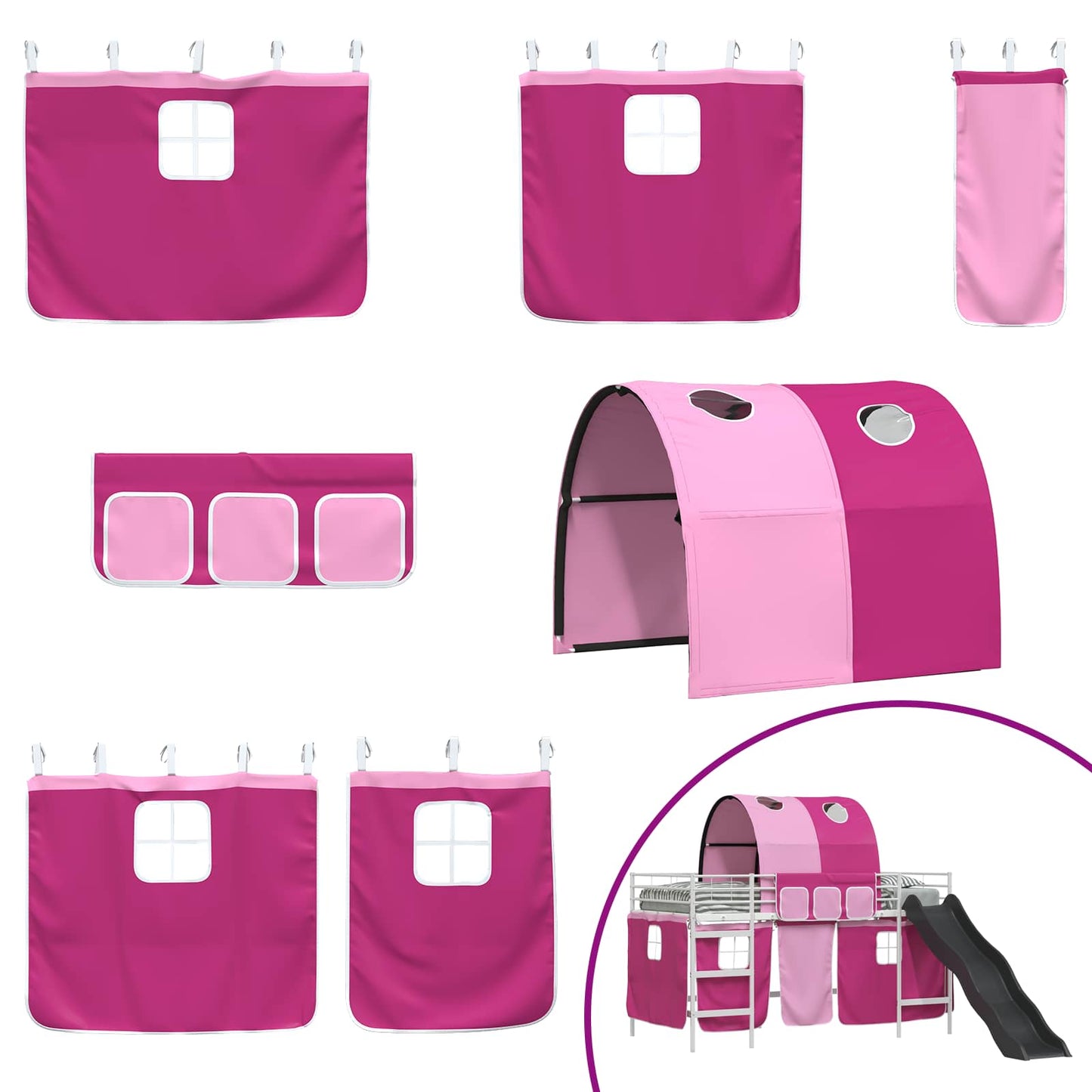 vidaXL Kinder-Etagenbett Weiß und Rosa 90 x 200 cm Metall
