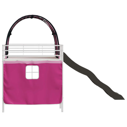 Kinder-Etagenbett Weiß und Rosa 107 x 200 cm Metall