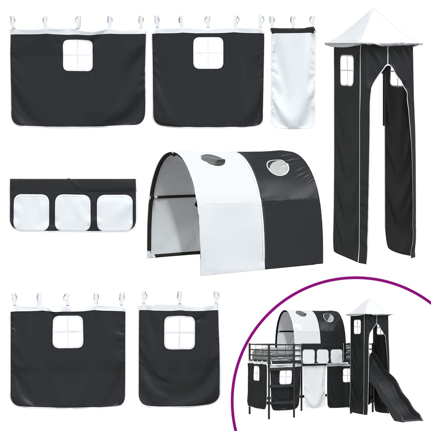 Kinderloftbett Schwarz 90 x 190 cm Metall