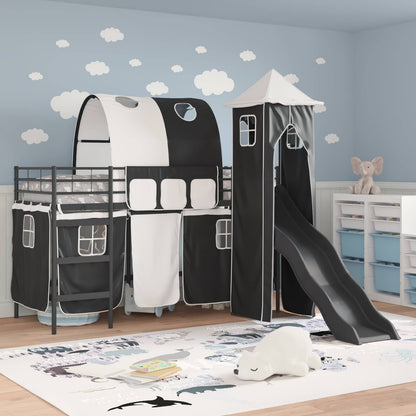 vidaXL Kinderloftbett Schwarz 99,5 x 190 cm Metall