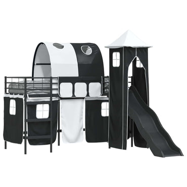 vidaXL Kinderloftbett Schwarz 99,5 x 190 cm Metall