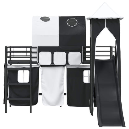 vidaXL Kinderloftbett Schwarz 99,5 x 190 cm Metall