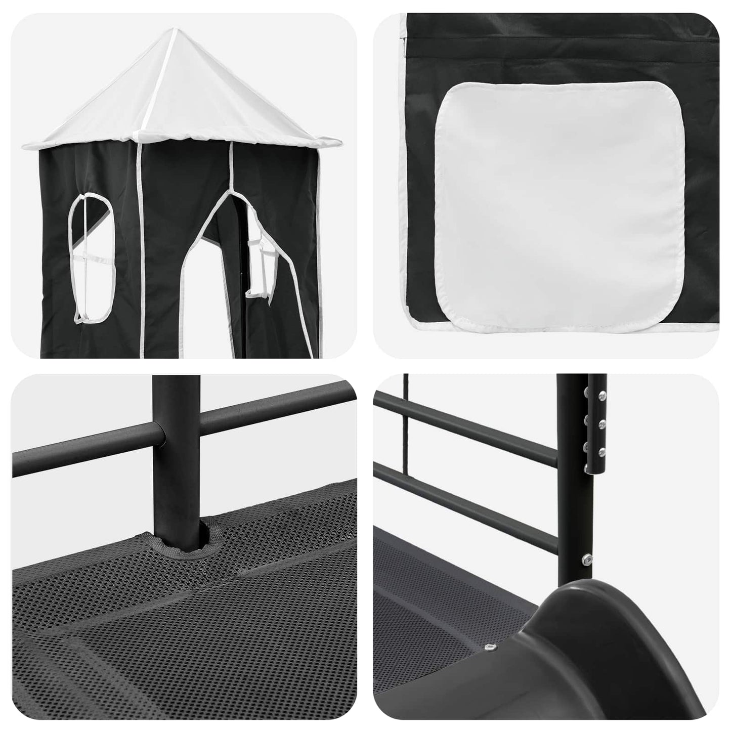 vidaXL Kinderloftbett Schwarz 99,5 x 200 cm Metall