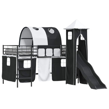 vidaXL Lit mezzanine pour enfant noir 99,5 x 200 cm métal