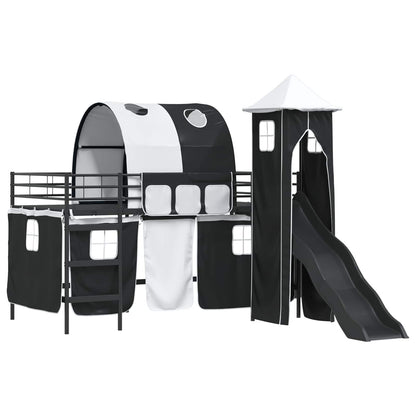 vidaXL Kinderloftbett Schwarz 99,5 x 200 cm Metall