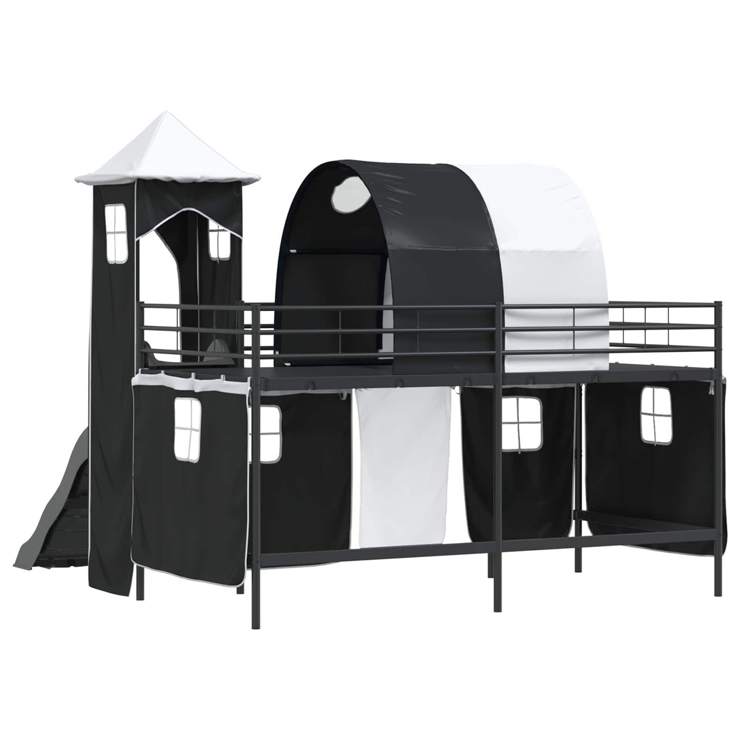 vidaXL Kinderloftbett Schwarz 99,5 x 200 cm Metall