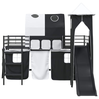 vidaXL Kinderloftbett Schwarz 99,5 x 200 cm Metall