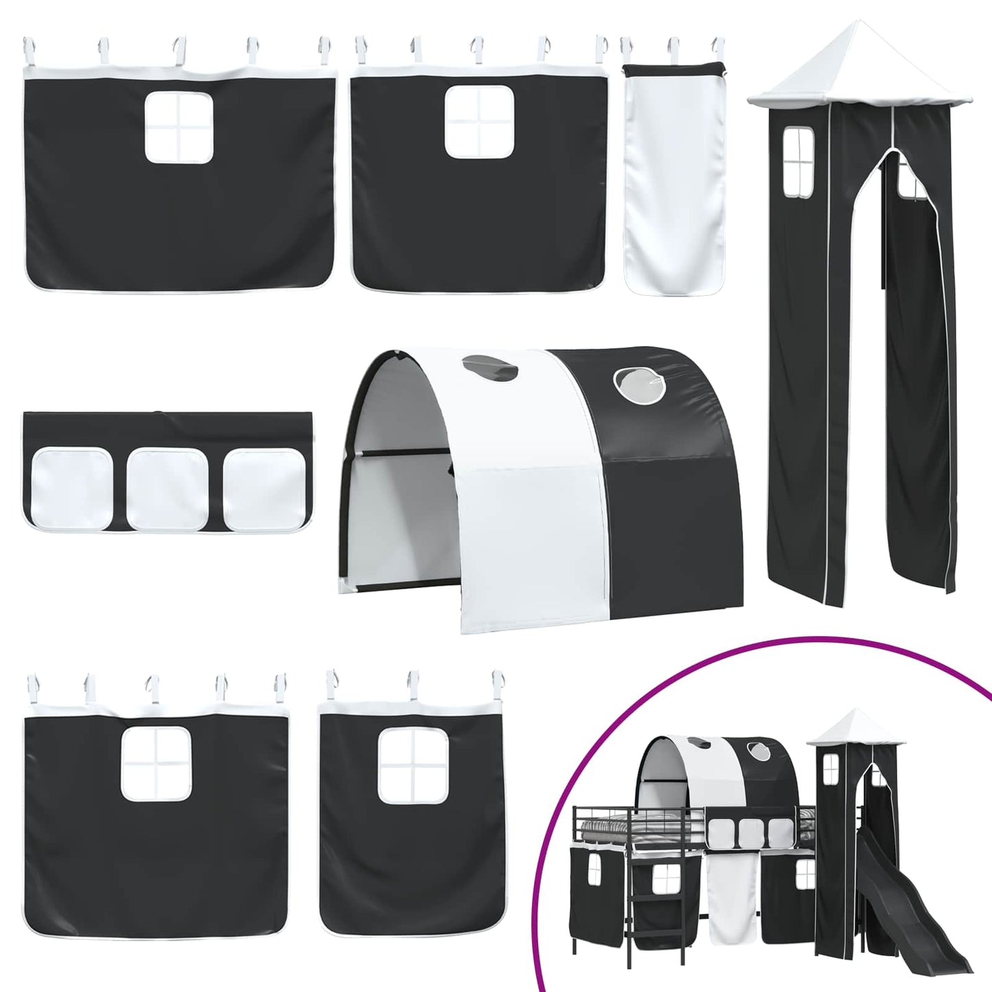 Kinderloftbett Schwarz 107 x 200 cm Metall