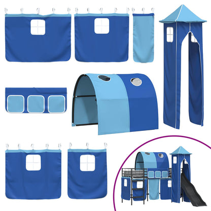 vidaXL Kinderloftbett Schwarz und Blau 74,5 x 190 cm Metall