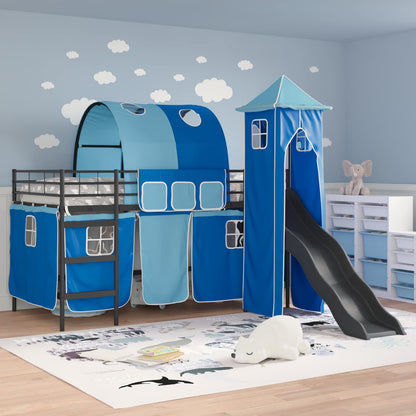 Kinderloftbett Schwarz und Blau 79,5 x 200 cm Metall