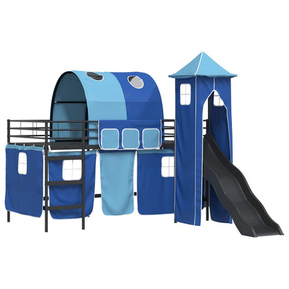 Kinderloftbett Schwarz und Blau 79,5 x 200 cm Metall