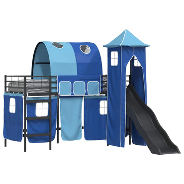 vidaXL Kinderloftbett Schwarz und Blau 90 x 190 cm Metall