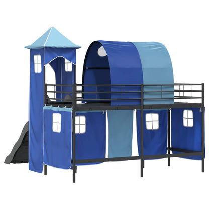 Kinderloftbett Schwarz und Blau 90 x 190 cm Metall