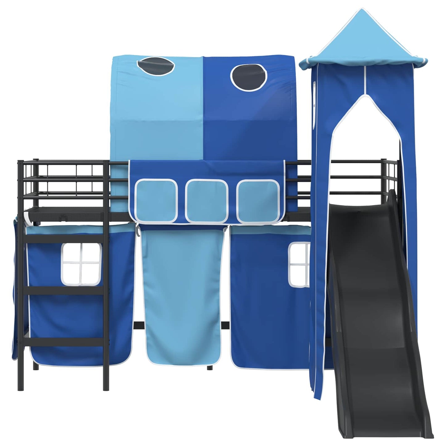 Kinderloftbett Schwarz und Blau 90 x 190 cm Metall