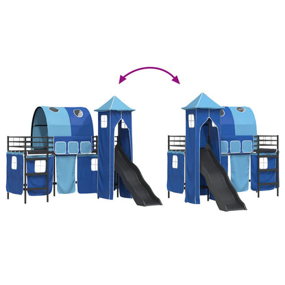vidaXL Kinderloftbett Schwarz und Blau 90 x 190 cm Metall