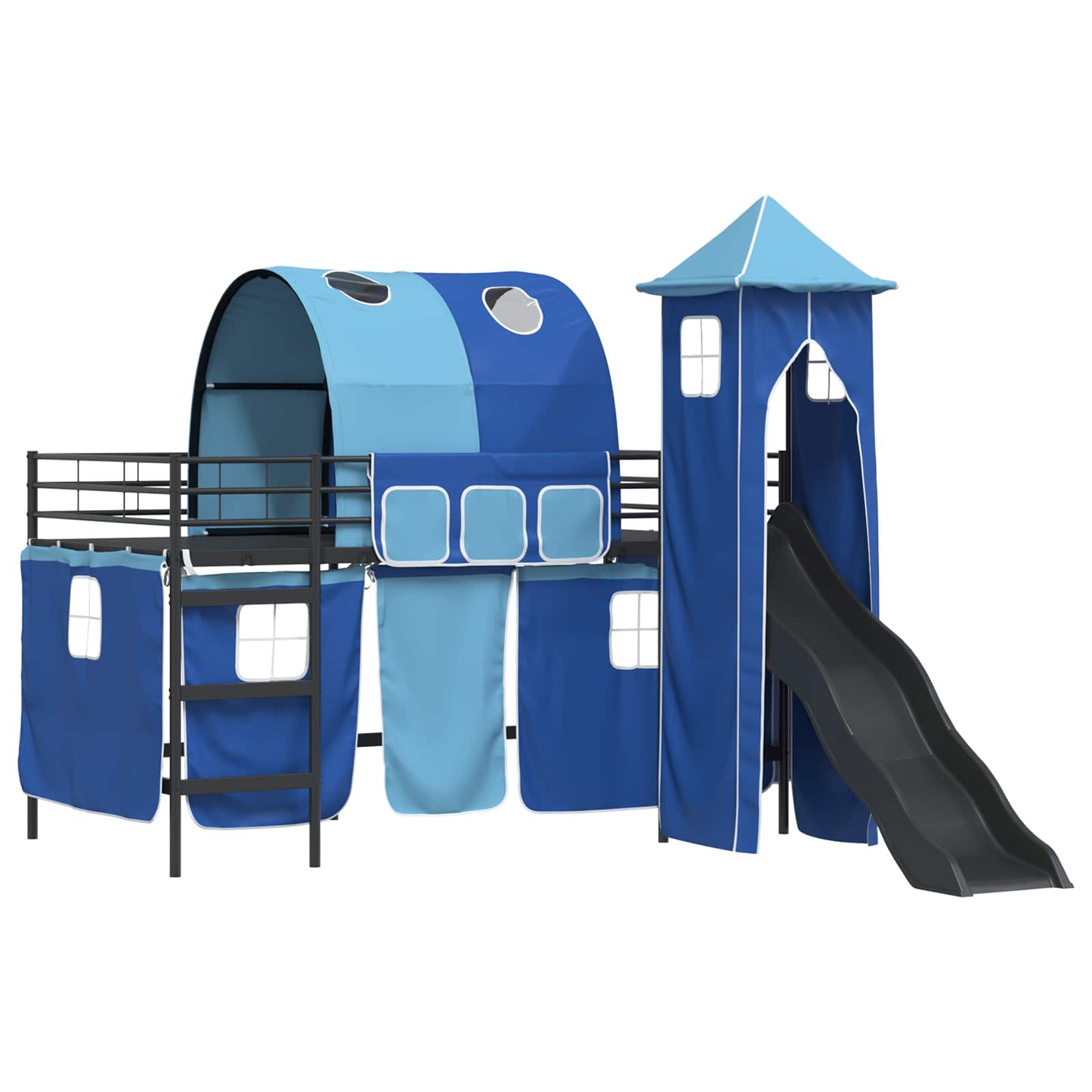 vidaXL Kinderloftbett Schwarz und Blau 90 x 200 cm Metall