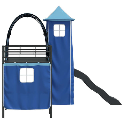 vidaXL Kinderloftbett Schwarz und Blau 99,5 x 190 cm Metall