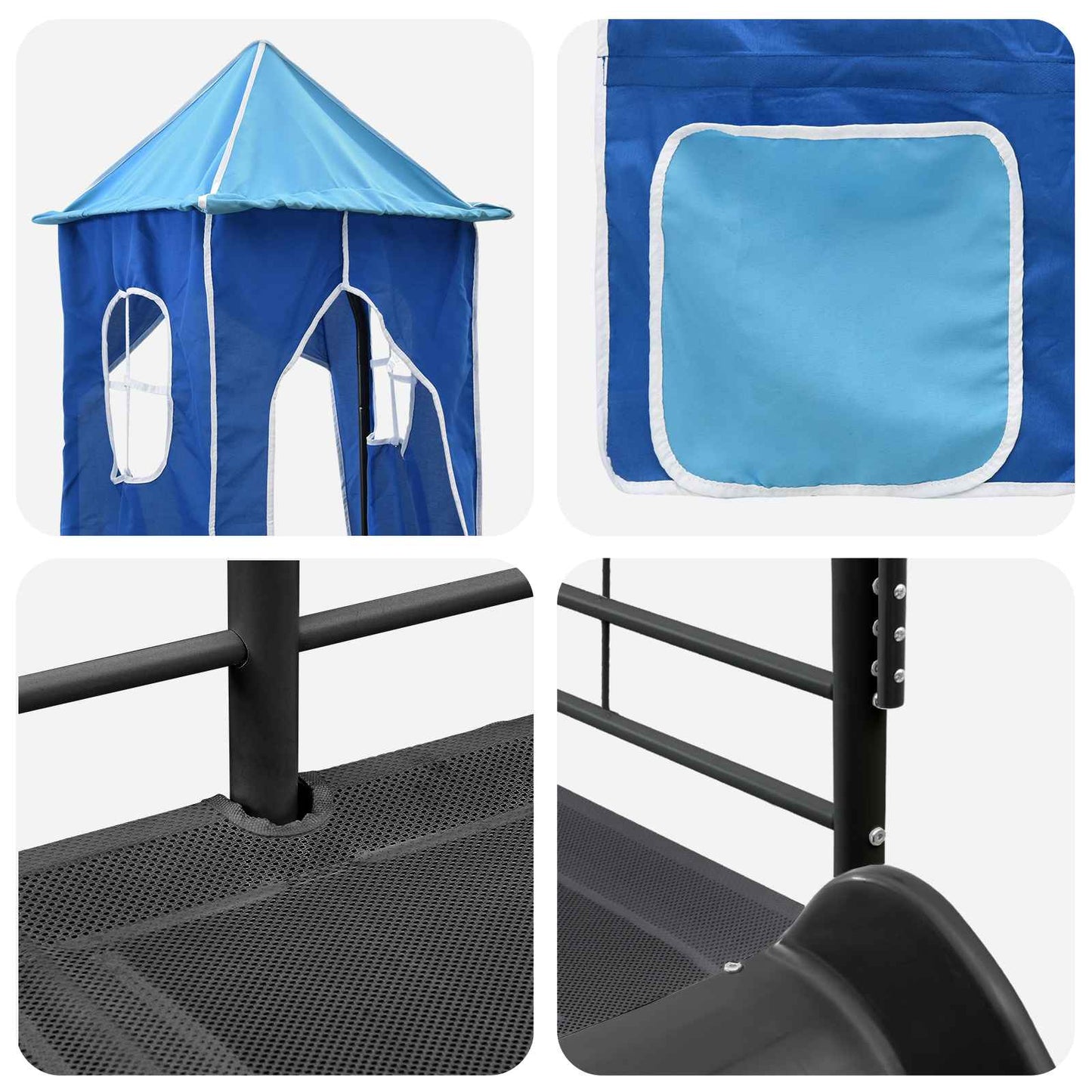 vidaXL Kinderloftbett Schwarz und Blau 99,5 x 200 cm Metall