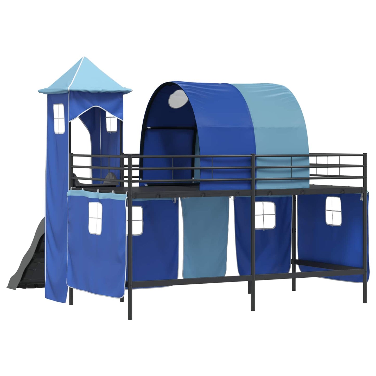 vidaXL Kinderloftbett Schwarz und Blau 99,5 x 200 cm Metall