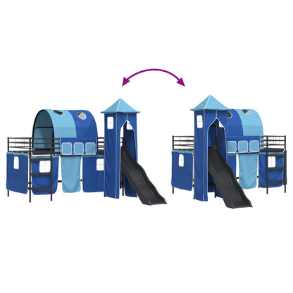 vidaXL Kinderloftbett Schwarz und Blau 99,5 x 200 cm Metall
