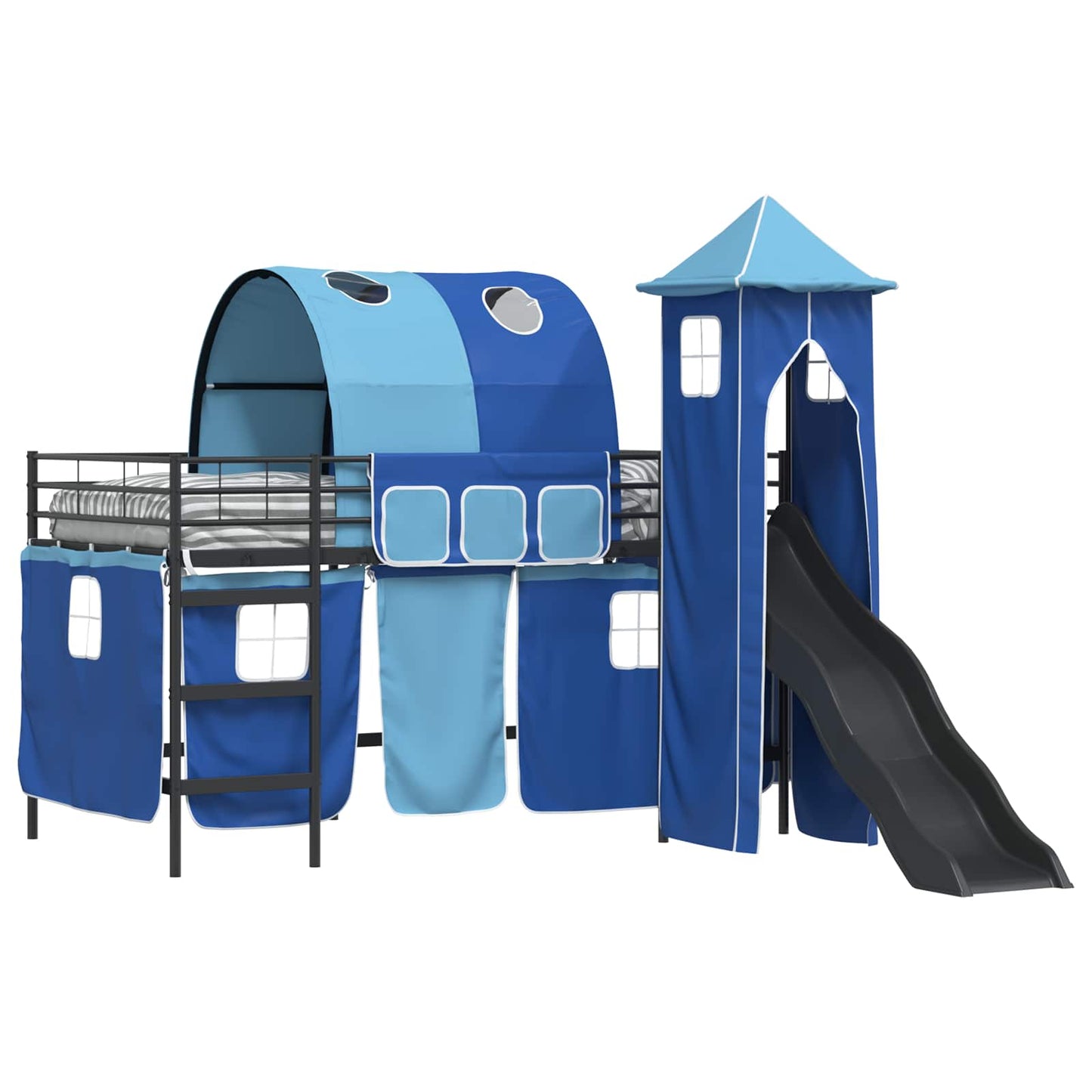 Kinderloftbett Schwarz und Blau 107 x 200 cm Metall