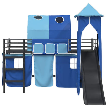 Kinderloftbett Schwarz und Blau 107 x 200 cm Metall
