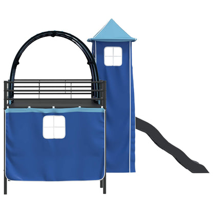 Kinderloftbett Schwarz und Blau 107 x 200 cm Metall